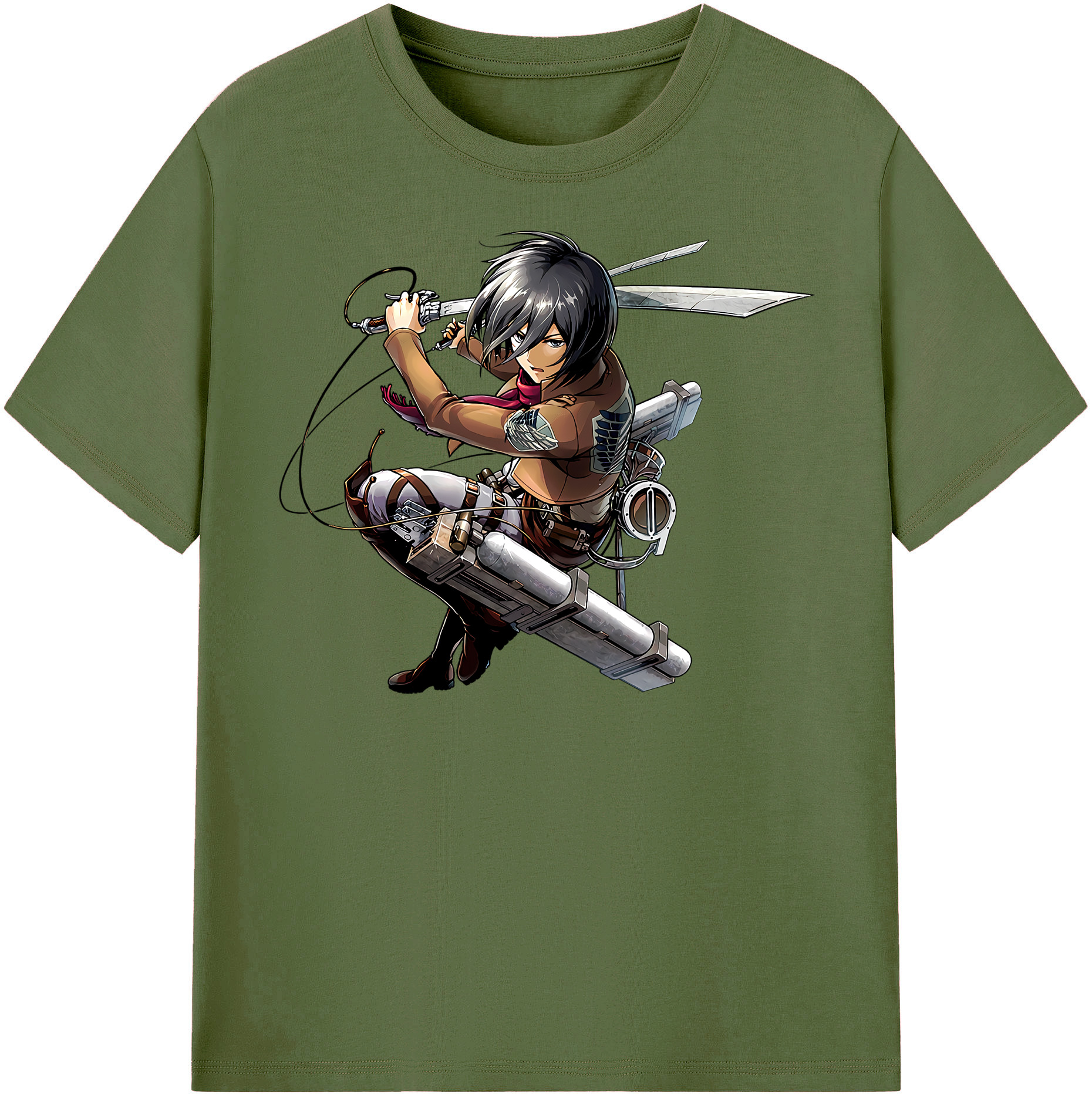 （画像用） 進撃の巨人 ミカサ·アッカーマン Attack on Titan Mikasa Ackerman 綿100％半袖Tシャツ（フロントプリント）